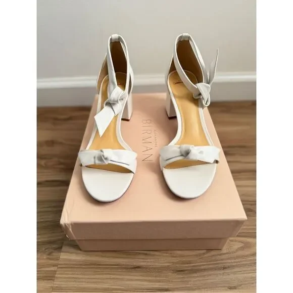 Alexandre Birman Womens Clarita Block Heel Leather Sandals White Size 39 - Picture 2 of 11